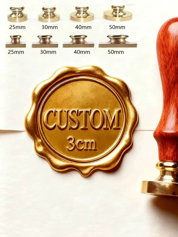 Personalisierter Metall-Wachssiegel-Stempel mit eigenem Logo in Gold von QWELL - Bild 4