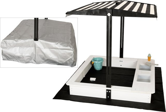 WONDERMAKE Design Sandkasten mit Matschküche und Dach in Schwarz-Weiß - Bild 1