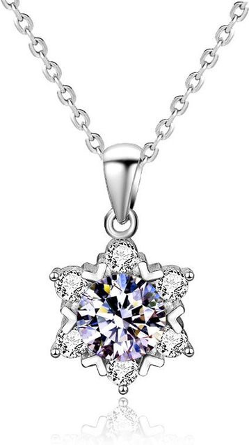 Halskette Wild Snowflake Anhänger, 925 Silber, Moissanit, Zirkonia, Damen - Bild 1