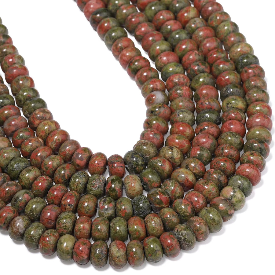 xilitata Perlen Unakit Jaspis Rondelle, 5x8mm, 15'' - Bild 2