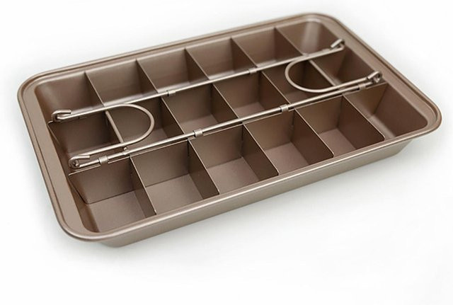 CosyHome Brownie-Backform aus Kohlenstoffstahl, rechteckig und antihaftbeschichtet, braun - Bild 1