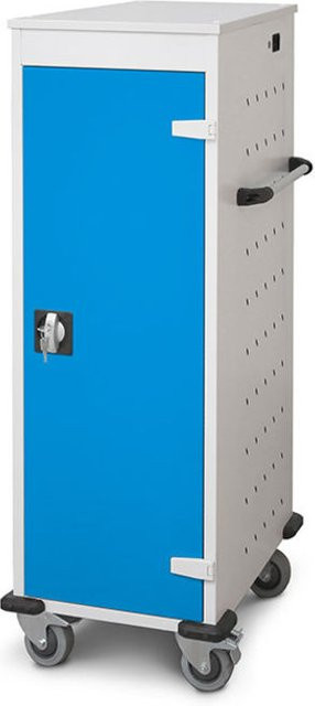 rotstahl Laptopwagen mit 10 Fächern, Korpus lichtgrau und blaue Türen, B: 53 cm, H: 125 cm - Bild 1