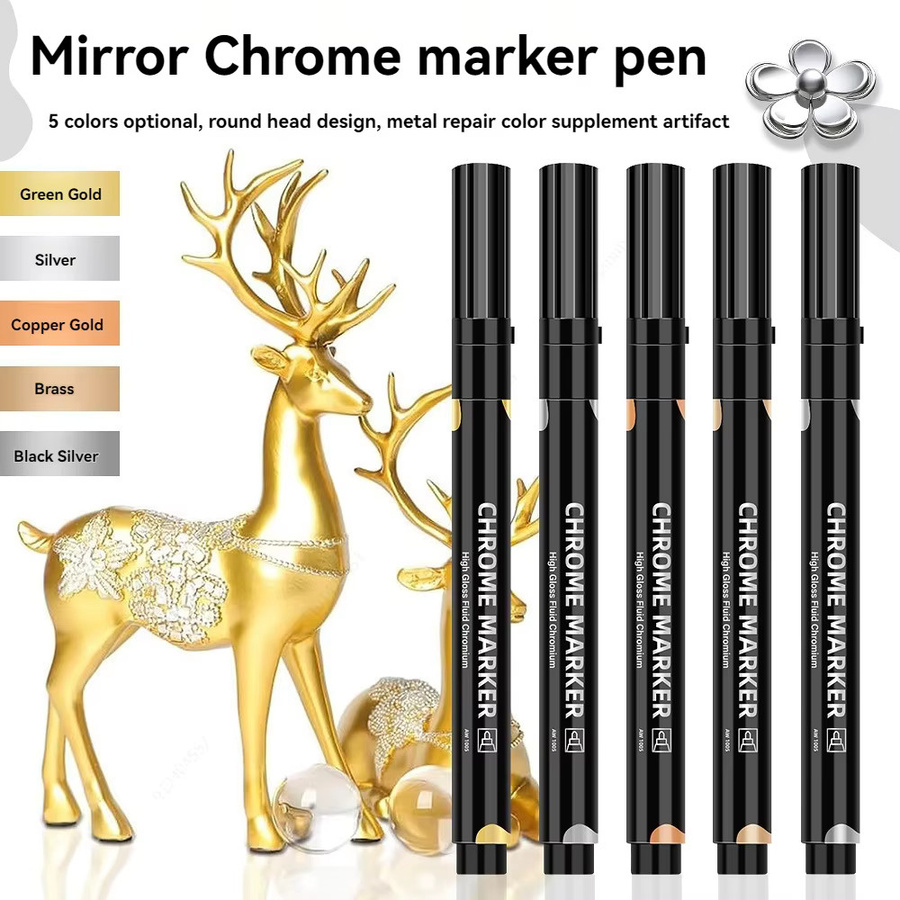 Haile Metallic Marker Chrom Silber mit 2 mm Spitze, wasserfester Permanent Marker für Glas, Keramik und Stein - Bild 4