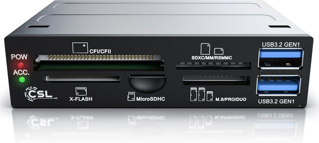 CSL 3,5 Zoll Multi-Frontpanel Cardreader mit USB 3.0 in Schwarz für SD, SDXC, microSD, microSDHC, M2, CF, MMC, MS und XD - Bild 1