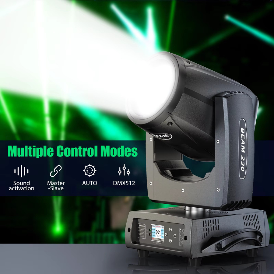 U'King Moving Head Licht 230 W 7R Strahl mit 24 Prismen, 14 Gobos und LED Regenbogen Effekt in Schwarz, DMX512 für DJ, Disco und Bühne, B/T/H: 41,0 x 28,0 x 28,0 cm - Bild 2