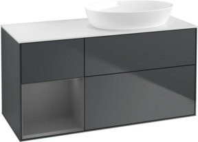 V&B Finion Waschtischunterschrank mit Wandbeleuchtung, Breite: 120 cm, Tiefe: 50,1 cm, Höhe: 50,1 cm, lackiert, matt blau - Bild 1