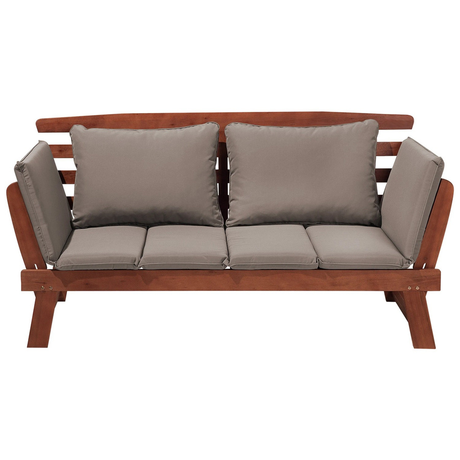 Beliani Gartenbank im Retro-Design aus Holz und Polyester, Farbe Beige/Braun, B/H/T: 210 x 82 x 66 cm - Bild 2