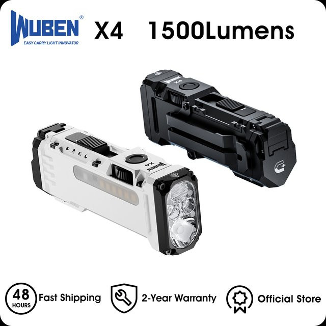 WUBEN X4 EDC Flache Taschenlampe in Schwarz mit RGB-Licht, 1500 Lumen Mini-Taschenlampe mit Magnet und taktischem Schalter, IP68 wasserdicht und wiederaufladbar - Bild 1