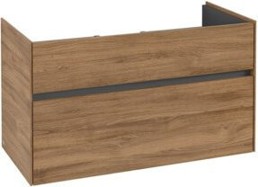 Villeroy & Boch Waschtischunterschrank Collaro in Kansas Oak, Wandmontiert, Braun Matt, B/T/H: 95,4 x 54,6 x 44,4 cm