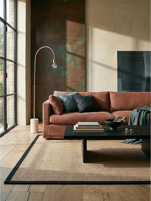 Geometrischer Jute-Teppich Kadima Design in Braun-Schwarz mit Fischgrät-Muster, B/T: 160 x 230 cm - Bild 1