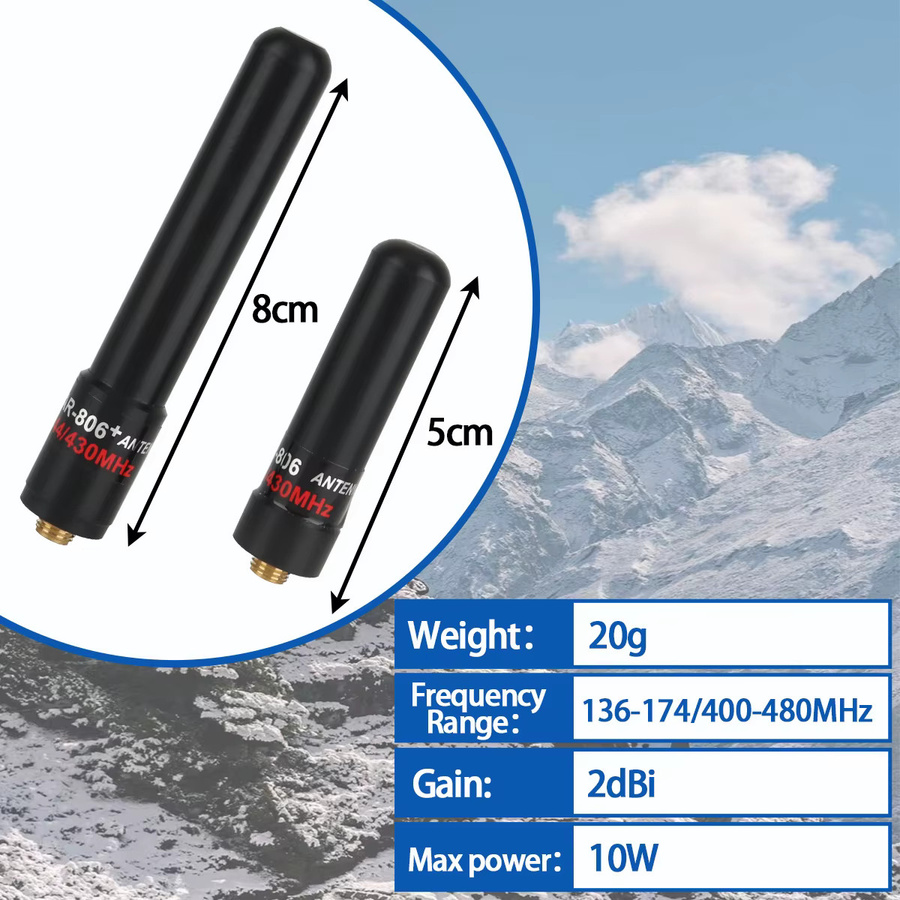 ABBREE AR-806+ Dual-Band Mini-Antenne mit SMA-Buchse für VHF/UHF, 10W hoher Gewinn, Schwarz, passend für Baofeng UV-5R, MINI UV-21 PRO und UV-32 Zwei-Wege-Funkgeräte - Bild 4
