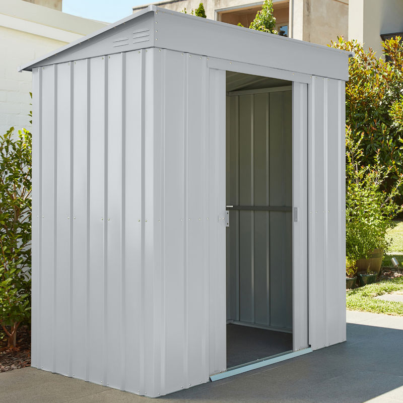 Globel Metall-Gerätehaus Skillion 64 mit Pultdach in Silber Metallic, B x T: 171 x 113 cm - Bild 5