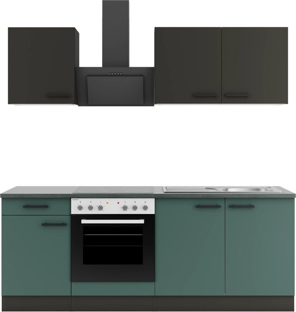 Optifit Küchenzeile KPMV 2136-9+ Madrid420/Verona405 in Anthrazit und Steingrün, Breite: 210 cm - Bild 1