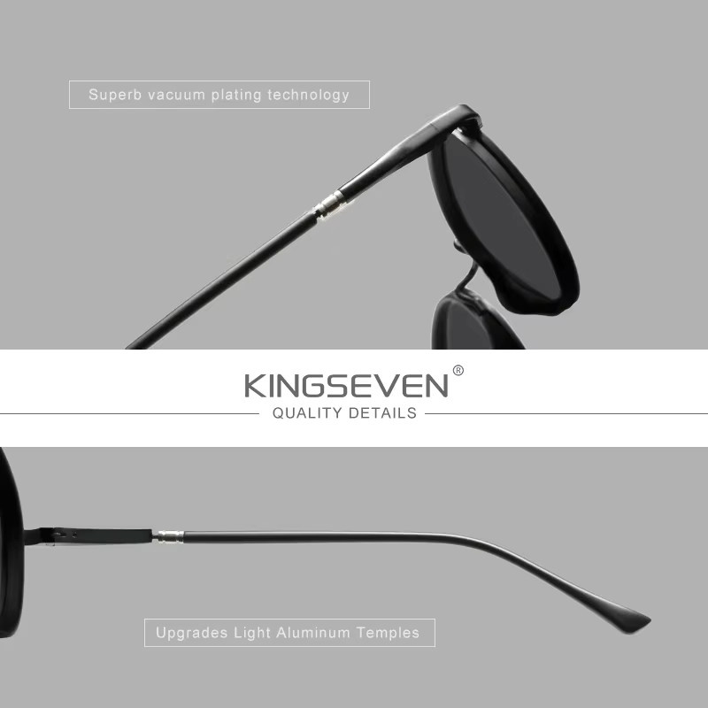 KINGSEVEN Sonnenbrille, Rund, Vollrand, Metall, Unisex, polarisiert - Bild 2
