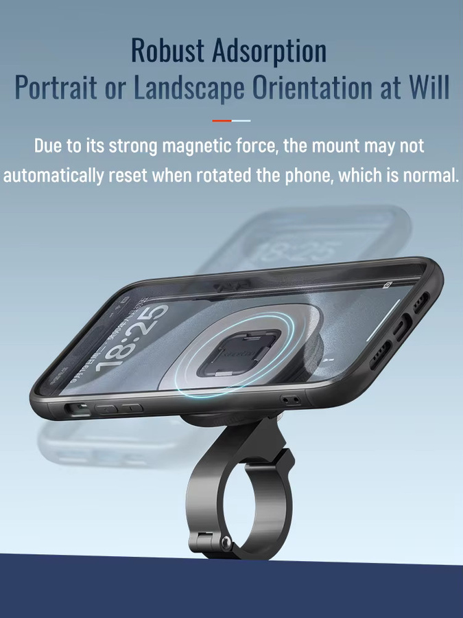 Sincetop Magnetischer Fahrrad-Telefonhalter für Motorrad und Mountainbike in Schwarz - Bild 2