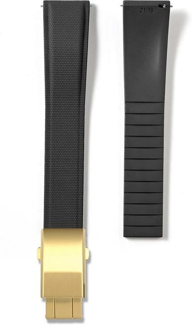 PINSENDA Uhrenarmband FKM-Gummi, Schwarz, Herren, 20mm 21mm 22mm - Bild 1