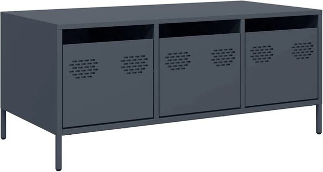 vidaXL Couchtisch in Anthrazit aus kaltgewalztem Stahl im Industrie-Stil, B/T/H: 101,5 x 50 x 43,5 cm - Bild 1