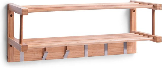 Zeller Wandgarderobe aus Bambus in Braun, B/T/H: 60 x 24 x 24 cm - Bild 1