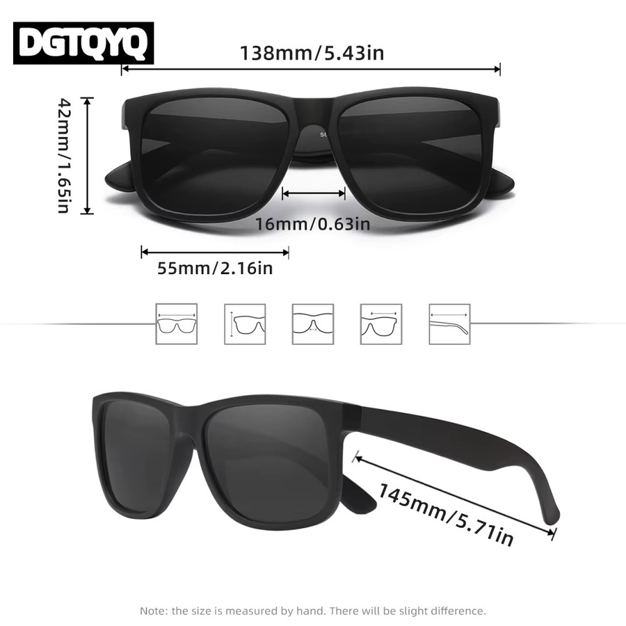 DGTQYQ Sonnenbrille, polarisiert, Vollrand, Square, Kunststoff, Unisex - Bild 3