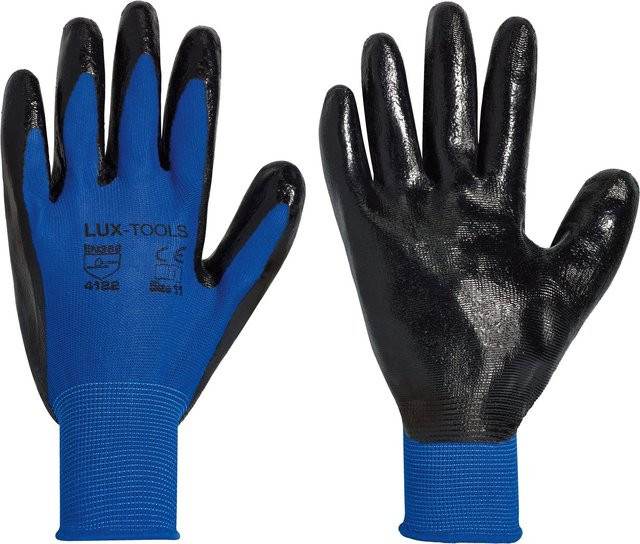 LUX-TOOLS Tankhandschuhe aus Nitril in Blau, Größe XXL, nach EN 388 - Bild 1