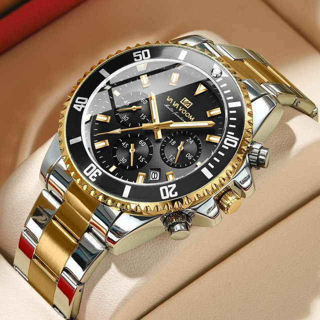 VA VA VOOM Armbanduhr Edelstahl, Quarz, Grün, Gold, Herren - Bild 1