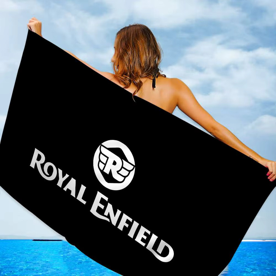 Potdemiel R-Royal E-Enfield Logo Anime Strandhandtuch für Kinder, Schwarz, Baumwolle - Bild 2