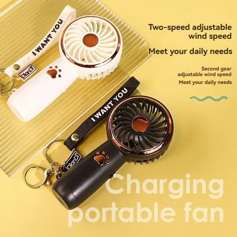 Tragbarer Mini-Handventilator mit Cartoon-Design, aufladbar via USB, Farbe: Schwarz - Bild 3
