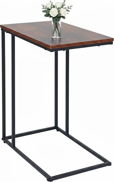 Relaxdays Beistelltisch in C-Form aus MDF und Eisen in Schwarz im Industrial-Design, B/T/H: 64 x 50 x 35 cm - Bild 1