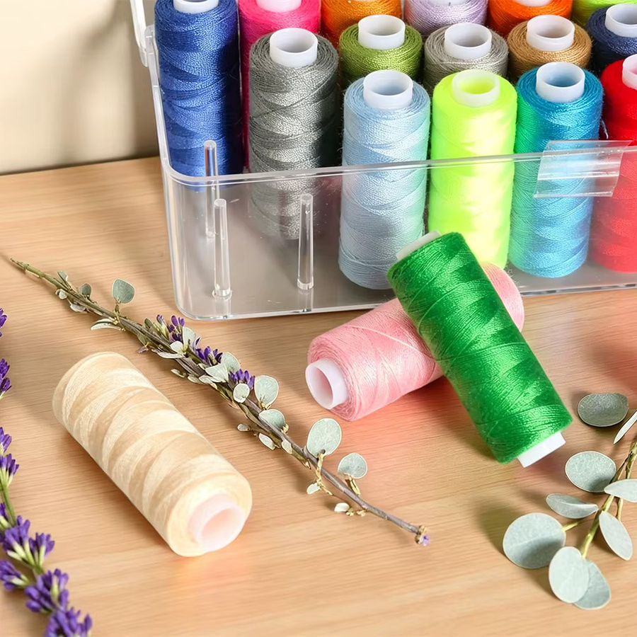 27 Farben Polyester-Nähgarn-Set in Multicolor mit transparenter Aufbewahrungsbox aus Kunststoff - Bild 3