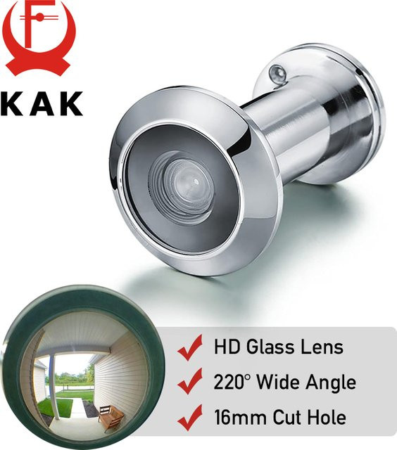 KAK 220-Grad-Türspion mit HD-Glaslinse und Sichtschutzabdeckung für Haustüren und Hotelzimmer, passend für Türstärken von 40 bis 75 mm, in Schwarz oder Silber - Bild 1