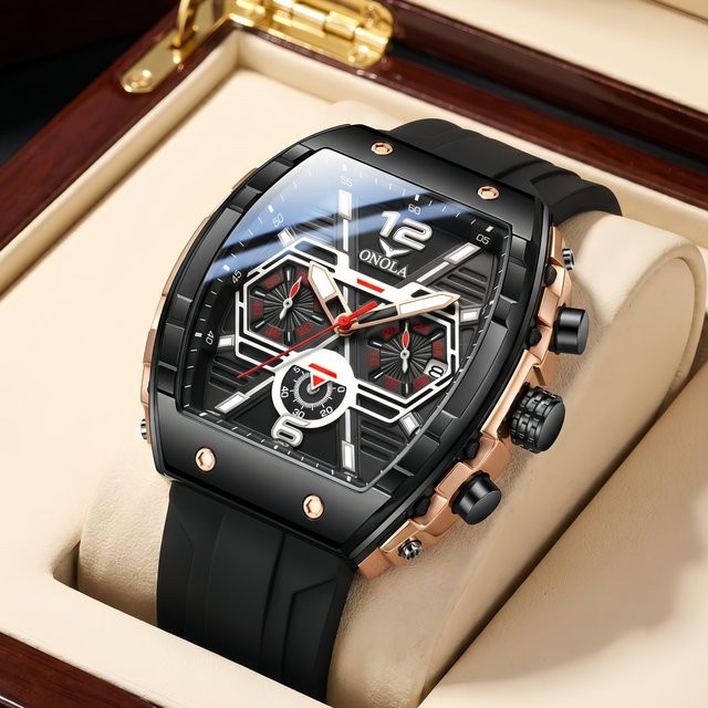ONOLA Armbanduhr, Quarz, Silikon, Blau, Herren - Bild 1