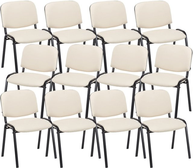 CLP 12er Set Besucherstuhl Ken aus Kunstleder mit robustem Metallgestell, stapelbare Polsterstühle mit Rückenlehne - Bild 1