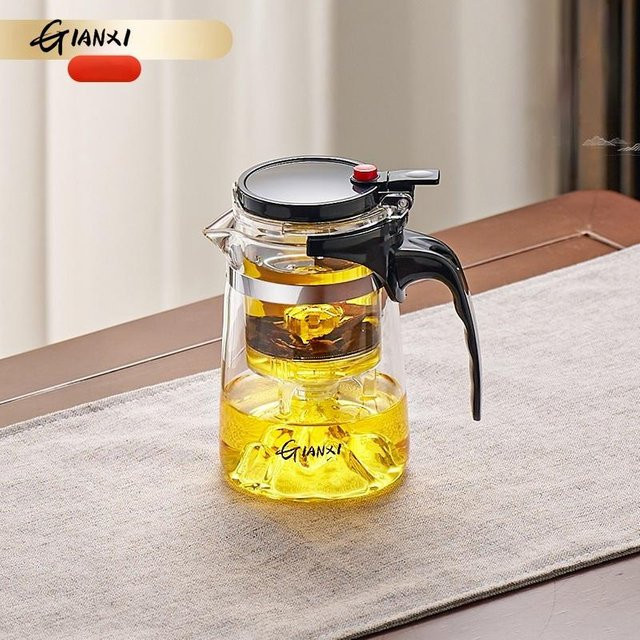 GIANXI Glaswasserkrug mit Filter für Tee und Kaffee, 700 ml, Grau/Transparent - Bild 1