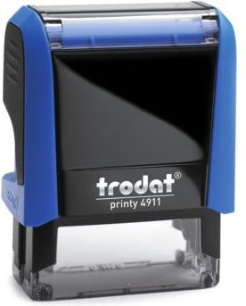 Adress-Stempel trodat Printy 4911 mit blauem Gehäuse und schwarzem Stempelabdruck - Bild 1