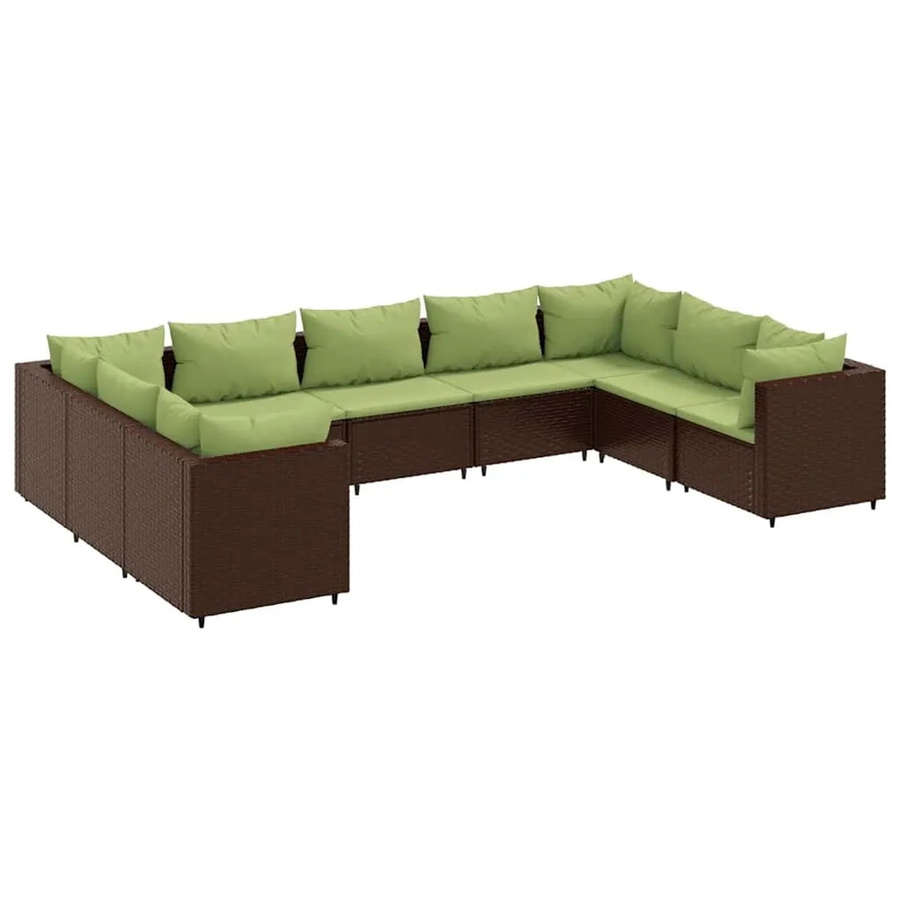 vidaXL 9-tlg. Garten-Lounge-Set in U-Form aus braunem PE-Rattan mit wetterfesten Kissen und pulverbeschichtetem Stahlgestell - Bild 2