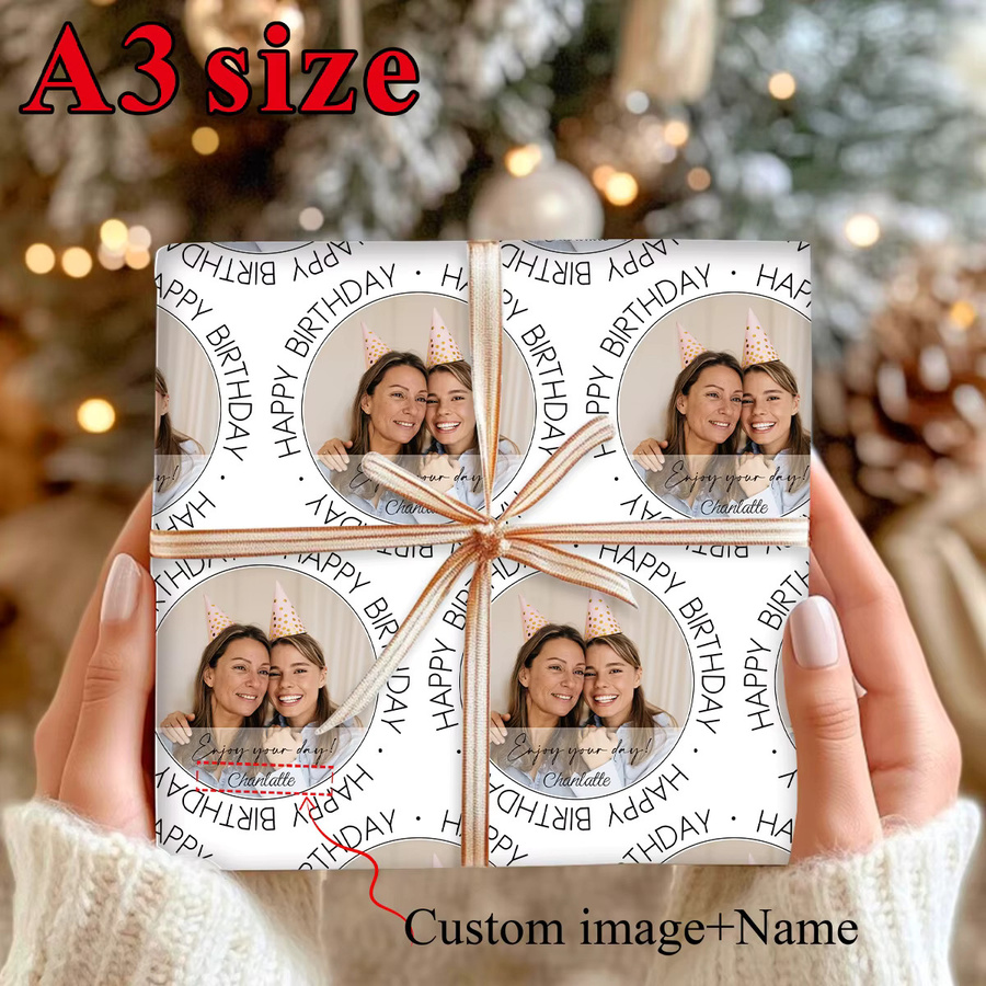 Personalisiertes Geburtstagspapier mit Foto und Name, 3 Blatt dekoratives Bastelpapier für Scrapbook und Geschenke - Bild 3