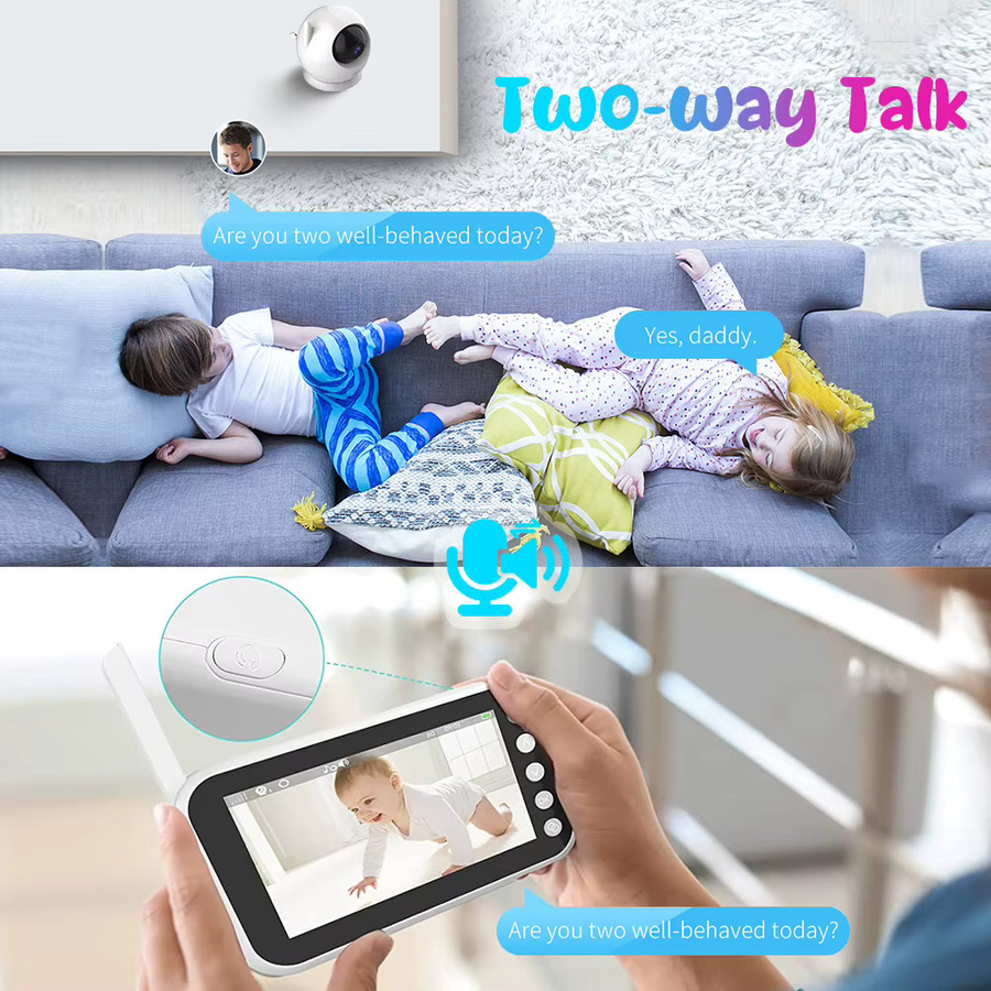 Zysecurity Drahtloses Video-Babyphone mit 4,3 Zoll HD-Display, 2-fach Zoom, 2-Wege-Audio und IR-Nachtsicht in Weiß - Bild 5
