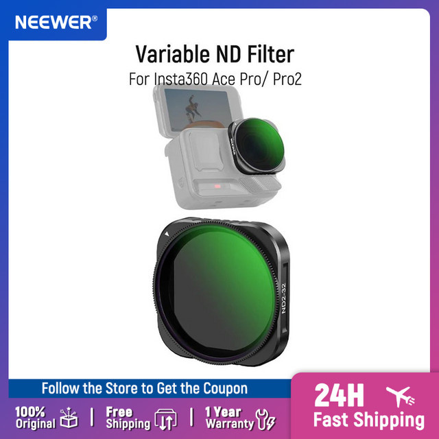 NEEWER Variabler ND2-32 Filter für Insta360 Ace Pro und Insta360 Ace Pro 2 Action-Kamera, Schwarz - Bild 1