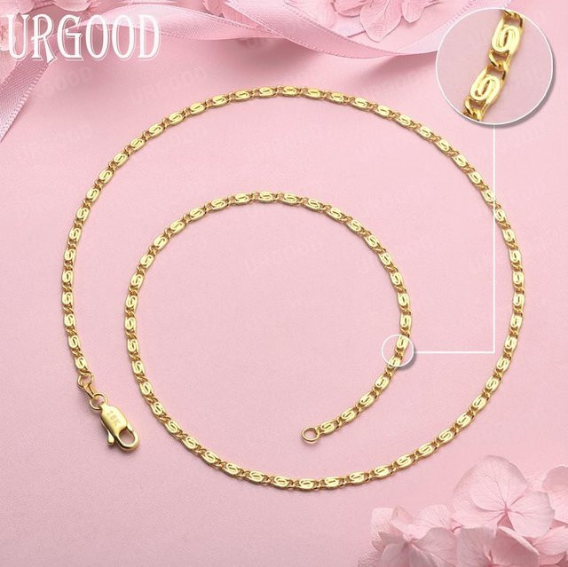 URGOOD Halskette 925 Sterlingsilber, 18k Gold, 40 cm, Damen - Bild 1