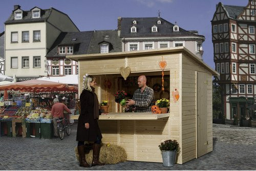WEKA Gartenhaus Verkaufshaus 221 aus Holz in Braun, B/H/T: 283 x 226 x 240 cm - Bild 1