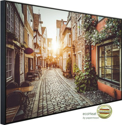 papermoon Infrarotheizung EcoHeat Altstadt in Belgien mit Matt-Effekt in Bunt, App-Steuerung und Überhitzungsschutz, B/H/T: 120 x 60 x 60 cm - Bild 1