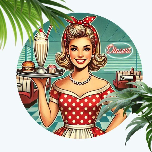 Potdemiel Retro-Dinner-Kellnerin Wandkunst aus Aluminium, rundes Metallschild für die Küche, Durchmesser: 19,8 cm - Bild 1