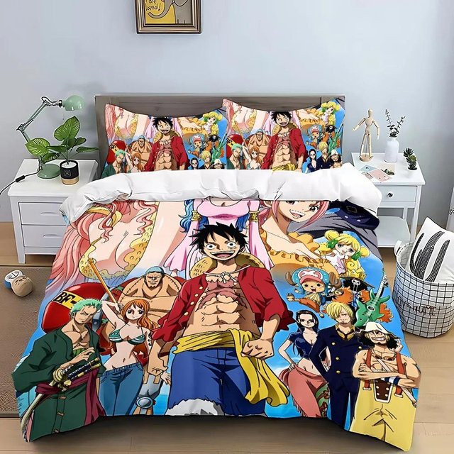 One Piece Luffy Bettwäsche-Set aus Mikrofaser, 3-teilig, Mehrfarbig, Breite: 70 cm, Länge: 133 cm - Bild 1