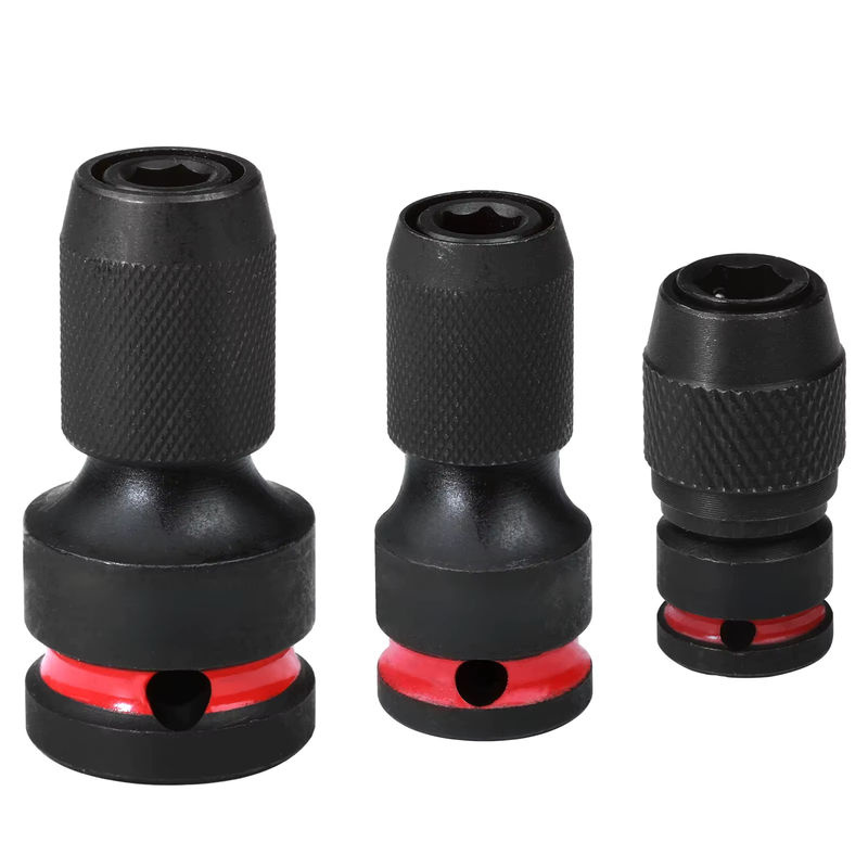 Geinxurn Schlagschrauber Bithalter Set mit 1/2 Zoll, 3/8 Zoll und 1/4 Zoll Vierkantantrieb auf 1/4 Zoll Sechskant-Schnellwechsel-Adapter, Schwarz - Bild 6