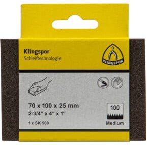 Klingspor SK 500 Schleifklotz Korund Korn 100 Gelb B/H/T: 10,0 x 7,0 x 2,5 cm - Bild 1