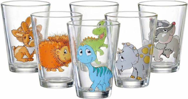 Ritzenhoff Kindergläser Dino und Waldtiere, 6-teiliges Set, transparent, 200 ml pro Glas - Bild 1