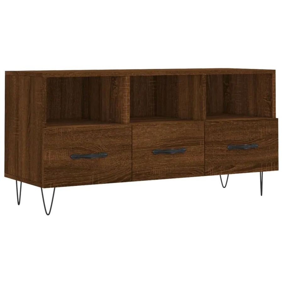 vidaXL TV-Schrank in Braun Eichen-Optik aus Holzwerkstoff und Eisen, B/T/H: 102 x 36 x 50 cm - Bild 2