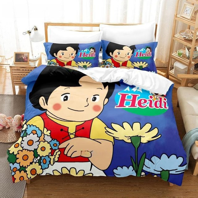 Bettwäsche Set Lodestar Anime Heidi Mädchen der Alpen mit Bettbezug und Kissenbezug, Mehrfarbig, B/H: 150 x 200 cm - Bild 1