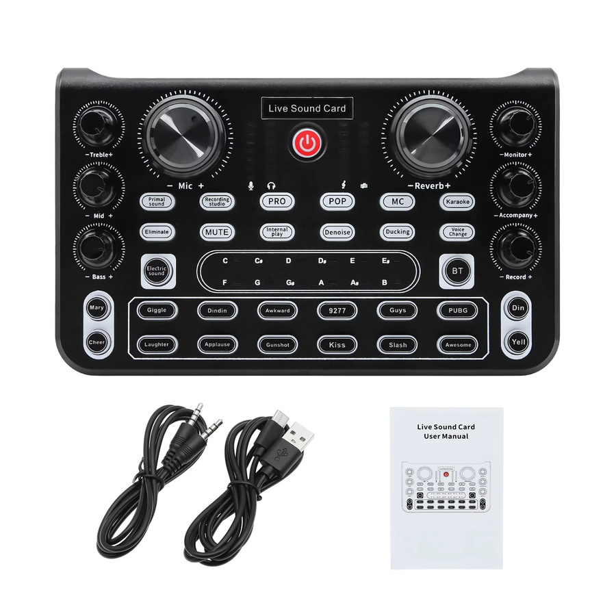 X60 Soundkarte Englisch Version Professioneller Audio Mixer für Karaoke, Broadcast und Live-Streaming in Schwarz - Bild 2