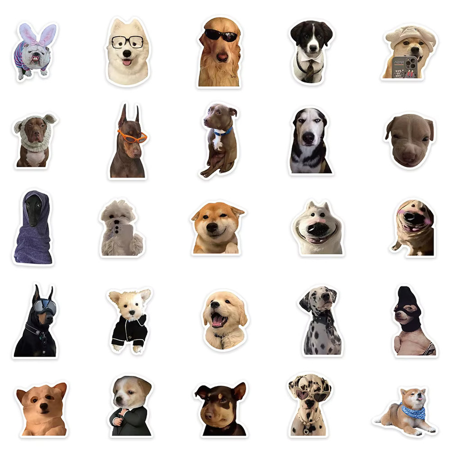50 Stück wasserfeste Hunde-MEME-Aufkleber in Multicolour von Papery Pop Store für Handyhüllen, Notizbücher und Helme - Bild 2